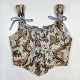 French Retro Wrap Chest Floral Vest