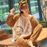 Autumn And Winter Thickened Flannel Pajamas
