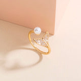 Pearl Tail Zircon Ring