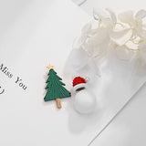 Diamond Christmas tree hat fur ball earrings