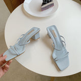 Thin belt thick heel female sandals