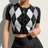 Breasted Woolen Short-Sleeved T-Shirt
