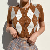 Breasted Woolen Short-Sleeved T-Shirt
