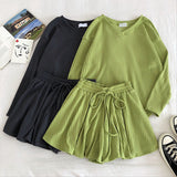 V-neck Sweater Wide-leg Short