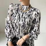 Elegant Hit Color Female Lace-up Printed Midi Dress
