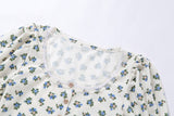 Summer Printed Puff Sleeve Lace Cardigan T-shirt