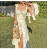 Summer Sleeveless Yellow Print Dress