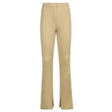 High Waist Skinny Slit Micro Trousers