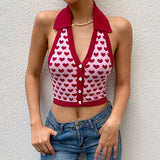 Short Polo Collar Halter Wool Knit Vest