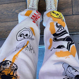 Street Trend Multi-Pattern Printing Strap Casual Pants