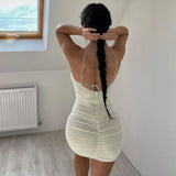 Fold Sling Hanging Neck Casual Dress