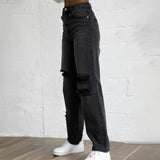 Denim Pants With Ripped Holes