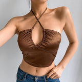 Sexy Satin Cross Halterneck Camisole