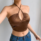 Sexy Satin Cross Halterneck Camisole
