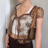 Lace Small Cardigan Short-Sleeved Top