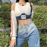 K-pop Long sleeves off-the-shoulder shirt