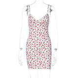 Sexy V-neck Lace Sling Print Temperament Dress