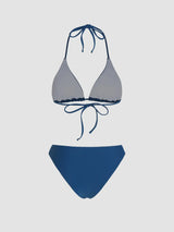 Ensemble 3 pièces bikini uni dos nu avec sarong assorti
