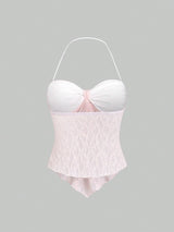 Débardeur court Y2K col ras du cou avec attaches devant