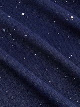 Robe Longue Scintillante à Col Bénitier et Volants