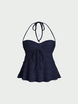 Débardeur camisole Y2K col ras du cou et dos nu