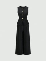 Ensemble gilet sans manches et pantalon large