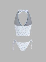 Ensemble tankini floral avec attaches latérales et bretelles réglables