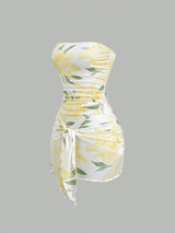 Robe fourreau avec Top court en maille à imprimé floral et nœud