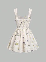 Robe mini évasée à volants et nœud