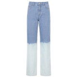 Blue And White Matching High-Waisted Jeans