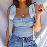 Slim-fit Lace-up Top Halter Chiffon Sling