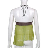 90s Aesthetics Fairy Tie Dye Patchwork Slit Mesh Tank Top