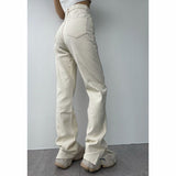 All-match Straight-leg High-waisted Mopping Jeans