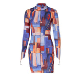 Long-sleeved High-necked Hip Dress