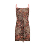 Retro Smocked Lace Suspenders Slim Dress