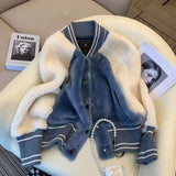 Stitching Lamb Wool Coat