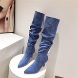 Pointed over the knee high heels