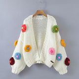 Big Flower Sweater Cardigan