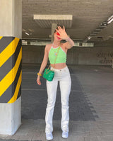 Trendy Drape High-waist Straight-leg Trousers
