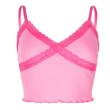 Navel lace pit strip dense side camisole
