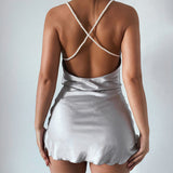 Sexy Pearl Sling Dress With Backpack