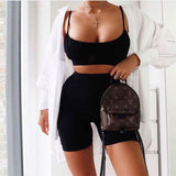 Pleated suspender shorts casual suit