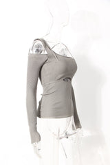 One-shoulder Irregular Hollow Slim Fit Slim Top