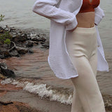 Pure Color Slimming Flared Pants