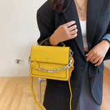 Solid Color Letter Flap Organ Crossbody Bag