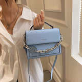 Solid Color Letter Flap Organ Crossbody Bag