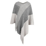 Contrasting Color Cloak Shawl Sweater Coat
