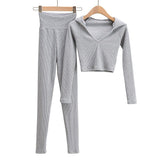 Slim Short Navel V-neck hooded Two-Piece Set