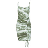 Sexy drawstring suspender dress