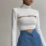 Hollow Slim Knit Long-sleeved Top Vest Suit